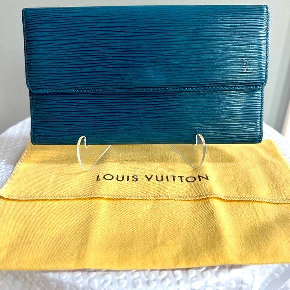 Louis Vuitton Handbags - Louis Vuitton Blue Epi Leather International Long Wallet & Dust Bag - Authentic